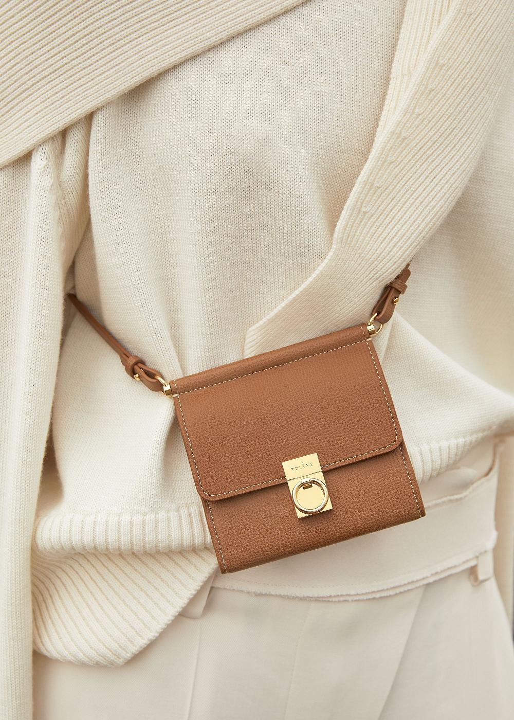 Polene Numéro Sept Crossbody Portafogli Textured Camel | ITB9493E